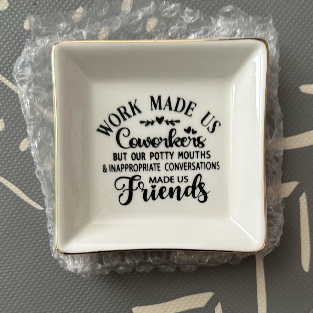 New. Coworker to Friend Jewlery Dish Tray. In Box.